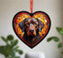 Labrador Chocolate Stained Glass Effect Heart Suncatcher